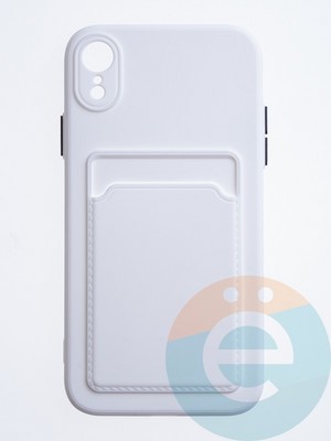 Накладка силиконовая Winter с кардхолдером для Apple iPhone XR белая - фото 63136