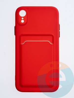Накладка силиконовая Winter с кардхолдером для Apple iPhone XR красная - фото 63138