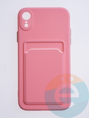 Накладка силиконовая Winter с кардхолдером для Apple iPhone XR розовая - фото 63140