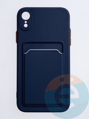 Накладка силиконовая Winter с кардхолдером для Apple iPhone XR синяя - фото 63142