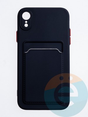 Накладка силиконовая Winter с кардхолдером для Apple iPhone XR черная - фото 63145