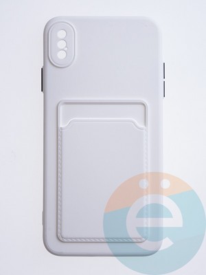 Накладка силиконовая Winter с кардхолдером для Apple iPhone XS Max белая - фото 63146