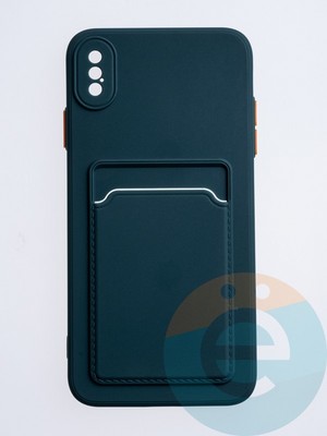 Накладка силиконовая Winter с кардхолдером для Apple iPhone XS Max зеленая - фото 63148