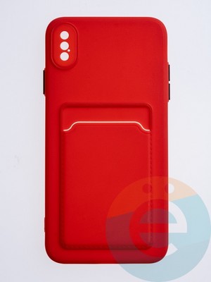 Накладка силиконовая Winter с кардхолдером для Apple iPhone XS Max красная - фото 63150