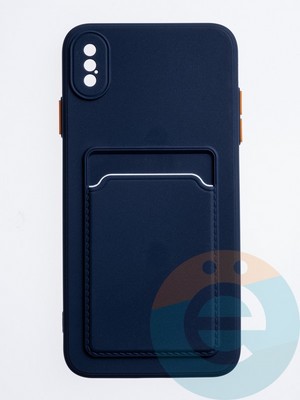 Накладка силиконовая Winter с кардхолдером для Apple iPhone XS Max синяя - фото 63153