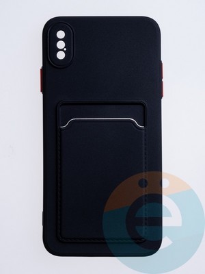Накладка силиконовая Winter с кардхолдером для Apple iPhone XS Max черная - фото 63157