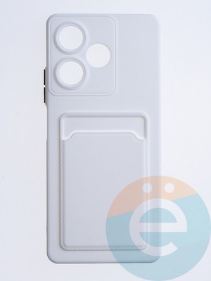 Накладка силиконовая Winter с кардхолдером для Infinix Hot 30 белая - фото 63245