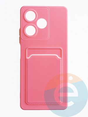 Накладка силиконовая Winter с кардхолдером для Infinix Hot 30 розовая - фото 63252