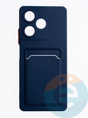 Накладка силиконовая Winter с кардхолдером для Infinix Hot 30 синяя - фото 63254