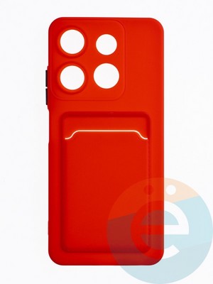 Накладка силиконовая Winter с кардхолдером для Infinix Smart 7 красная - фото 63363