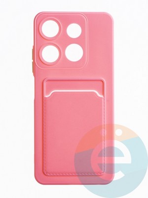 Накладка силиконовая Winter с кардхолдером для Infinix Smart 7 розовая - фото 63364
