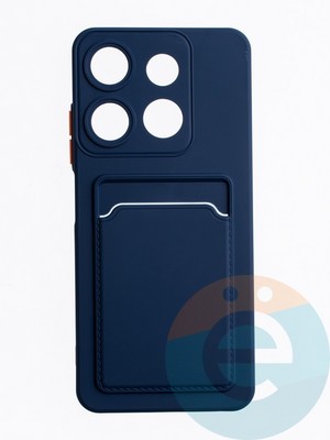 Накладка силиконовая Winter с кардхолдером для Infinix Smart 7 синяя - фото 63367