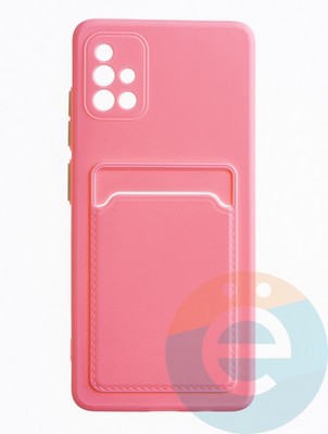 Накладка силиконовая Winter с кардхолдером для Samsung Galaxy A51 розовая - фото 63416