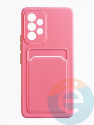 Накладка силиконовая Winter с кардхолдером для Samsung Galaxy A53 розовая - фото 63426
