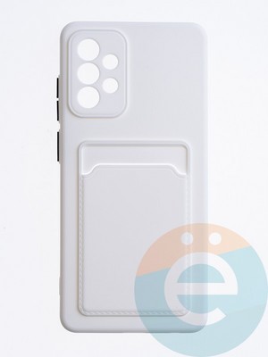 Накладка силиконовая Winter с кардхолдером для Samsung Galaxy A72 белая - фото 63459