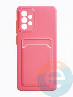 Накладка силиконовая Winter с кардхолдером для Samsung Galaxy A72 розовая - фото 63464