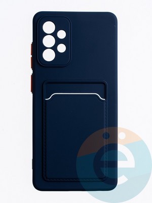 Накладка силиконовая Winter с кардхолдером для Samsung Galaxy A72 синяя - фото 63466