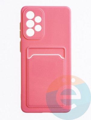Накладка силиконовая Winter с кардхолдером для Samsung Galaxy A73 розовая - фото 63473