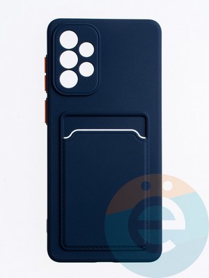 Накладка силиконовая Winter с кардхолдером для Samsung Galaxy A73 синяя - фото 63475