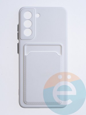 Накладка силиконовая Winter с кардхолдером для Samsung Galaxy S21FE белая - фото 63480