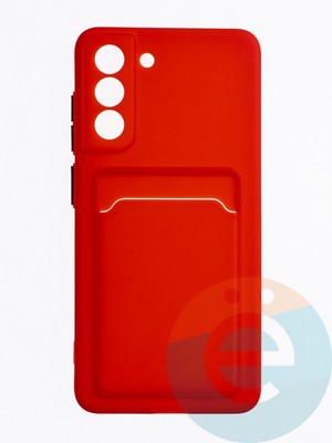 Накладка силиконовая Winter с кардхолдером для Samsung Galaxy S21FE красная - фото 63484