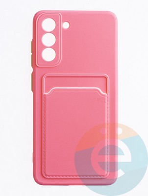 Накладка силиконовая Winter с кардхолдером для Samsung Galaxy S21FE розовая - фото 63487