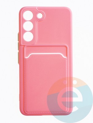 Накладка силиконовая Winter с кардхолдером для Samsung Galaxy S22 розовая - фото 63513