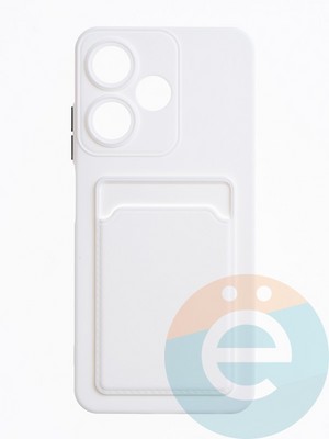 Накладка силиконовая Winter с кардхолдером для Infinix Hot 30i белая - фото 63550