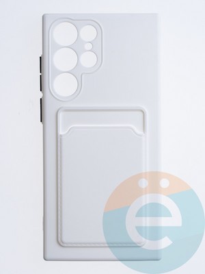 Накладка силиконовая Winter с кардхолдером для Samsung Galaxy S22 Ultra белая - фото 63589