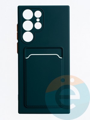 Накладка силиконовая Winter с кардхолдером для Samsung Galaxy S22 Ultra зеленая - фото 63590