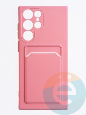 Накладка силиконовая Winter с кардхолдером для Samsung Galaxy S22 Ultra розовая - фото 63592