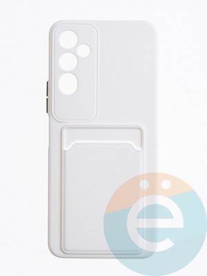 Накладка силиконовая Winter с кардхолдером для Tecno Pova 4 белая - фото 63641