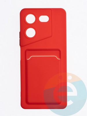 Накладка силиконовая Winter с кардхолдером для Tecno Pova 5 красная - фото 63657