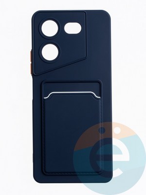 Накладка силиконовая Winter с кардхолдером для Tecno Pova 5 синяя - фото 63660