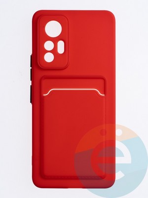 Накладка силиконовая Winter с кардхолдером для Xiaomi Mi 12 Lite красная - фото 63709