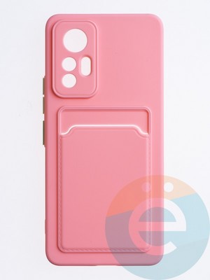 Накладка силиконовая Winter с кардхолдером для Xiaomi Mi 12 Lite розовая - фото 63711