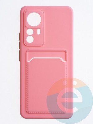 Накладка силиконовая Winter с кардхолдером для Xiaomi Mi 12T Pro розовая - фото 63725