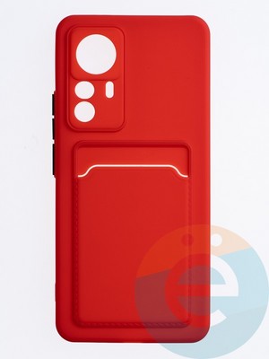 Накладка силиконовая Winter с кардхолдером для Xiaomi Mi 12T красная - фото 63737