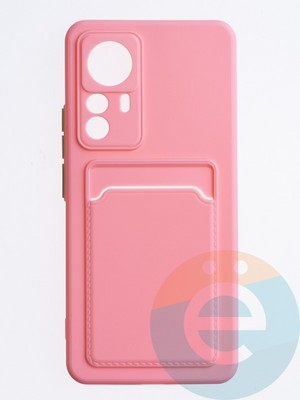 Накладка силиконовая Winter с кардхолдером для Xiaomi Mi 12T розовая - фото 63738