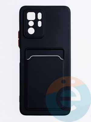 Накладка силиконовая Winter с кардхолдером для Xiaomi Redmi Note 10 Pro 5G черная - фото 63779