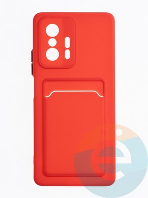 Накладка силиконовая Winter с кардхолдером для Xiaomi Mi 11T/11T Pro красная - фото 63997