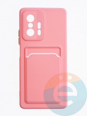 Накладка силиконовая Winter с кардхолдером для Xiaomi Mi 11T/11T Pro розовая - фото 64000