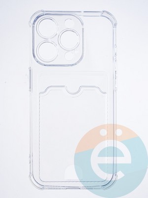 Накладка силиконовая с кардхолдером и усиленными углами для Apple iPhone 15 Pro прозрачная - фото 63849