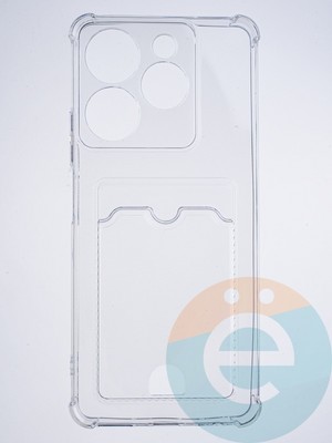Накладка силиконовая с кардхолдером и усиленными углами для Tecno Spark 10 Pro прозрачная - фото 63851