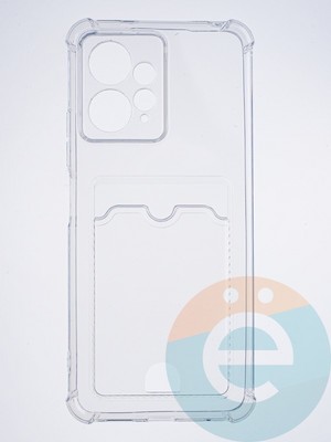Накладка силиконовая с кардхолдером и усиленными углами для Xiaomi Redmi Note 12 4G прозрачная - фото 63855