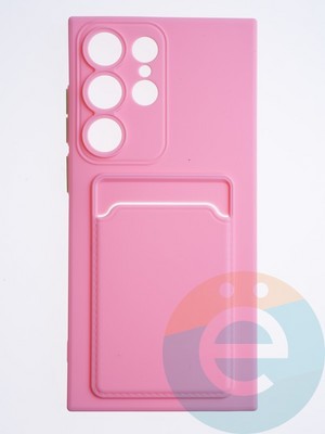 Накладка силиконовая Winter с кардхолдером для Samsung Galaxy S23 Ultra розовая - фото 63864