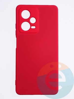 Накладка Silicone Cover (без логотипа, с защитой камеры) для Xiaomi Redmi Note 12 pro 5G красная - фото 63926