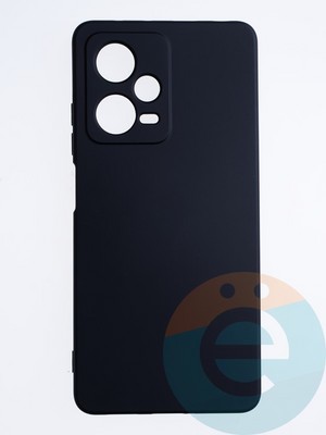 Накладка Silicone Cover (без логотипа, с защитой камеры) для Xiaomi Redmi Note 12 pro 5G черная - фото 63956