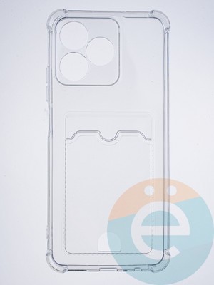 Накладка силиконовая с кардхолдером и усиленными углами для Realme C53 прозрачная - фото 64020