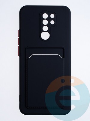 Накладка силиконовая Winter с кардхолдером для Xiaomi Redmi 9 черная - фото 64059
